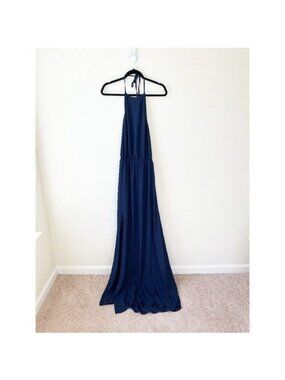 Show Me Your Mumu Heather Halter Rich Navy Blue Maxi Dress Women's Medium M